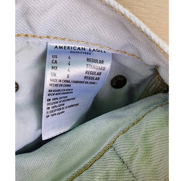 American Eagle Light Was Wide Leg Crop Jeans With Raw Frayed Hemline Size 4 - Picture 9 of 9